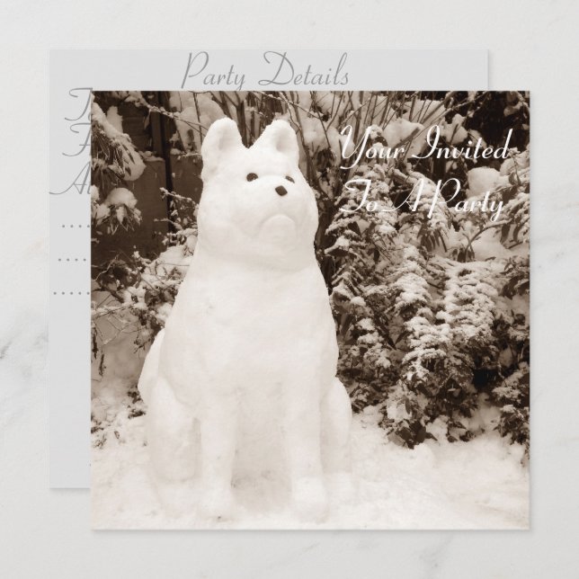 Invitation drôle photo de fête snowdog à noël (Devant / Derrière)