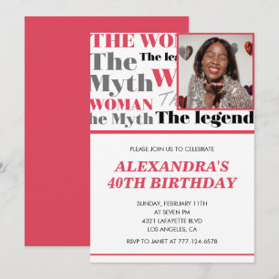 Invitation drôle pour 40 ans Photo Mythe Légende