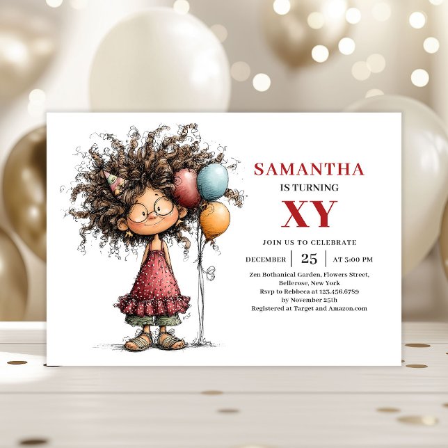 Invitation drôle pour l'anniversaire d'une fille a (Funny Girl Birthday Playful invitation)