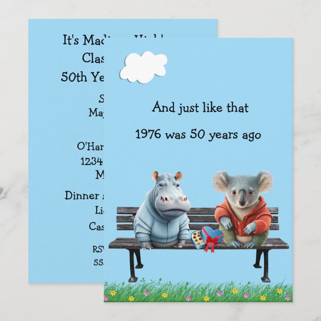 Invitation drôle pour les 50 ans de retrouvailles (Devant / Derrière)