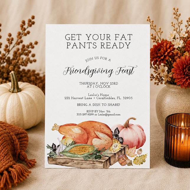 Invitation drôle pour un festin de Friendsgiving (Thanksgiving Feast Invitation)