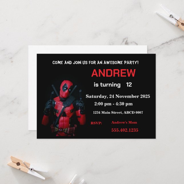 Invitation drôle pour une fête (Devant/Arrière en situation)