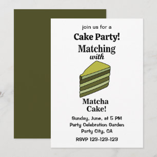 Invitation drôle pour une fête de gâteau vert Matc