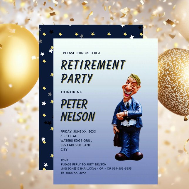 Invitation drôle pour une fête de retraite en entr (Funny Corporate Retirement Party Invitation)