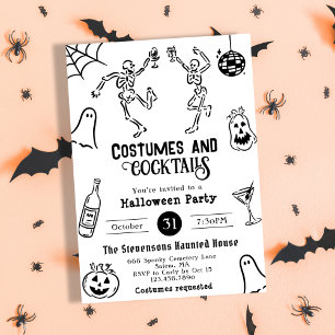 Invitation Drôle Quirky Whimsical Main Tirée Halloween Party