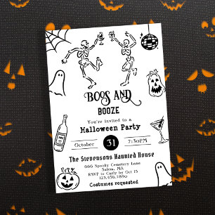 Invitation Drôle Quirky Whimsical Main Tirée Halloween Party