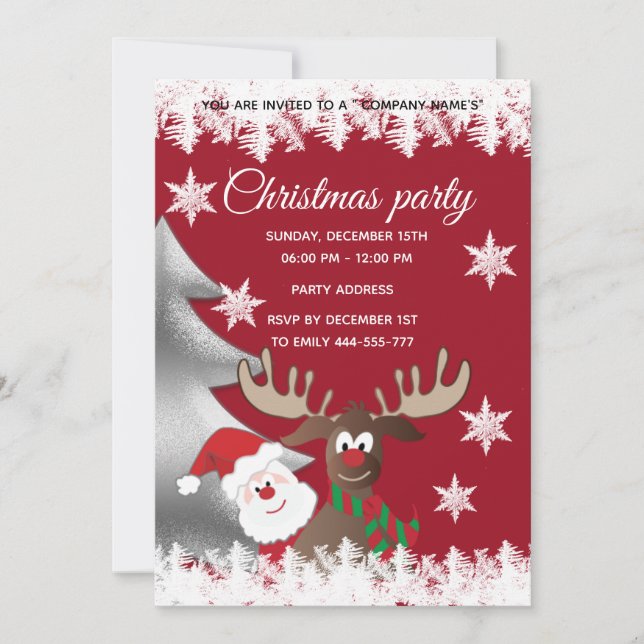 Invitation Drôle rennes Père Noël Noël (Devant)