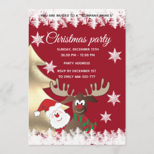 Invitation Drôle rennes Père Noël Noël