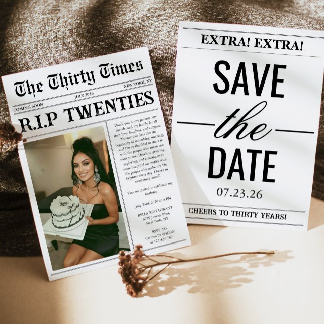 Invitation Drôle RIP Twenties Journal 30e Anniversaire (Créateur téléchargé)