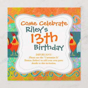 Invitation Drôle Rooster Hen Drôle Dons animal de ferme de po