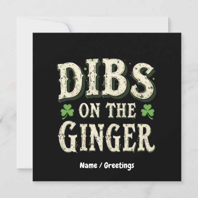 Invitation Drôle Saint Patrick's Day "Dibs on the Ginger" (Devant)