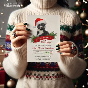 Invitation Drôle Sarcastique Chat Santas Casquette Noël