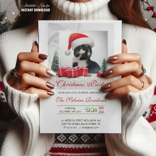 Invitation Drôle Sarcastique Chat Santas Casquette Noël