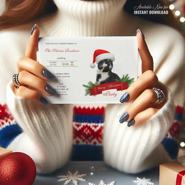 Invitation Drôle Sarcastique Chat Santas Casquette Noël (Créateur téléchargé)