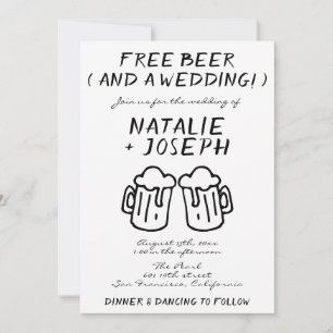 Invitation Drôle Scribble Main dessinée Écrit Bière Mariage