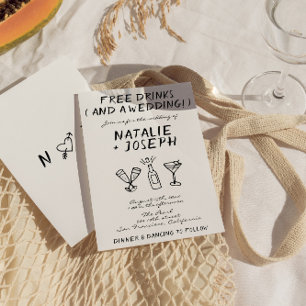 Invitation Drôle Scribble main dessinée Mariage unique écrit