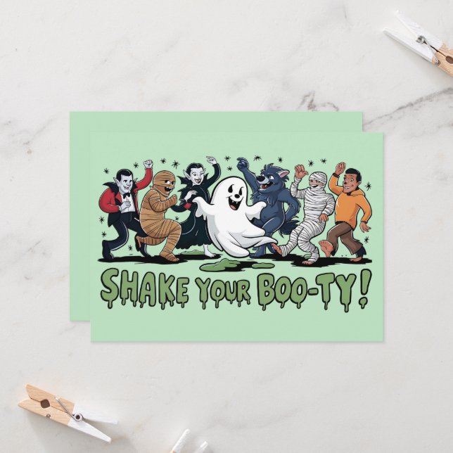 Invitation Drôle Shake ton Fantôme de maman Vampire Boo-ty (Devant/Arrière en situation)