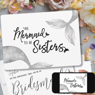 Invitation Drôle Sirène pour être soeurs Black White Proposit