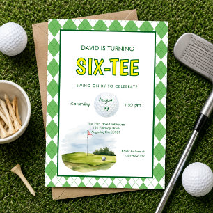 Invitation Drôle Six-tee Golf 60e Anniversaire