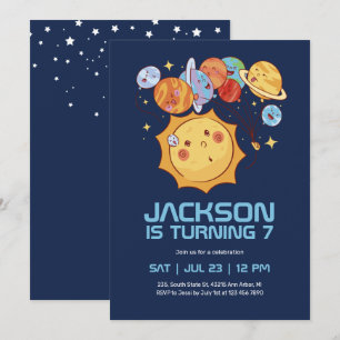 Invitation Drôle Soleil et Planètes Anniversaire de enfant de