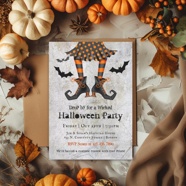 Invitation Drôle Sorcières Jambes Wicked Halloween Party (Available in both printed and instant download digital formats.)