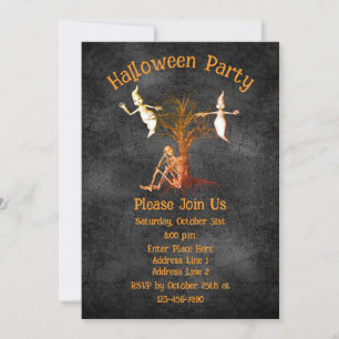 Invitation Drôle Squelette Et Fantômes Halloween