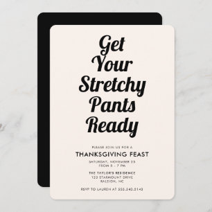 Invitation Drôle Stretchy Pants Thanksgiving Dîner Noir