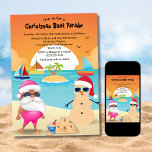 Invitation Drôle Tannée Père Noël Beach Parade de bateau de N<br><div class="desc">Drôle Tanned Pink Père Noël portant des tongs à l'invitation de Beach Christmas Boat Parade - Idéal pour les défilés de bateaux de Noël, les fêtes de yacht de vacances, les événements de Noël de style Floride, et les rassemblements de vacances sur le thème de la plage. Ce modèle modifiable...</div>