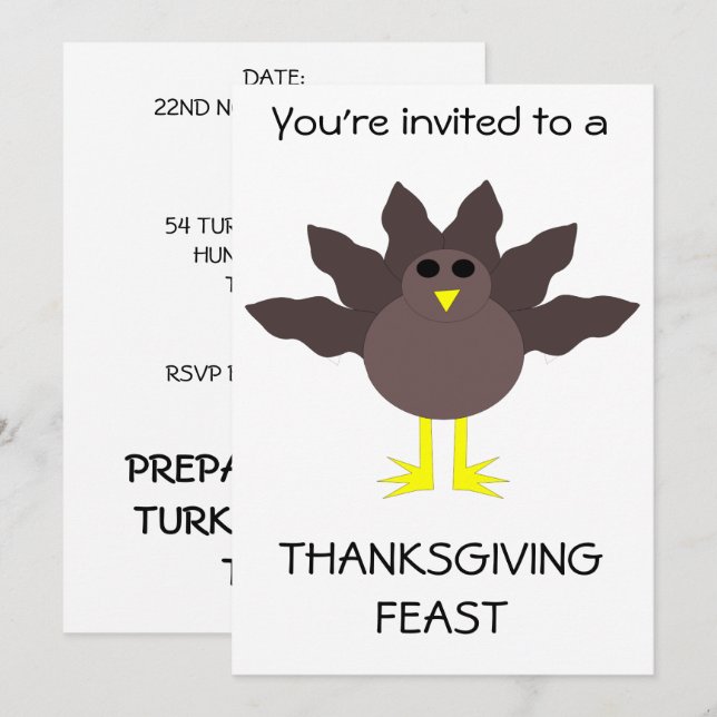 Invitation Drôle Thanksgiving Turquie fête Custom (Devant / Derrière)