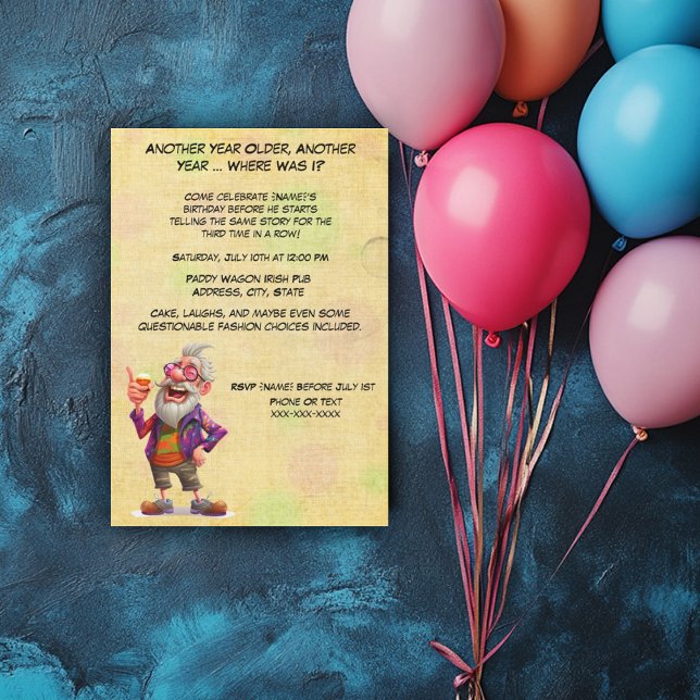 Invitation Drôle Tipsy Anniversaire Discours ivre (Créateur téléchargé)