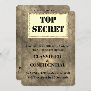 Invitation Drôle Top Secret Surprise Anniversaire