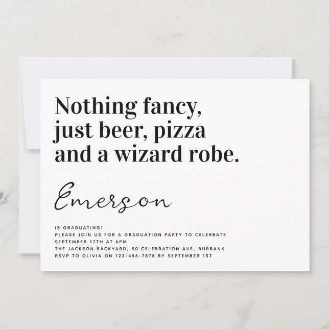 Invitation Drôle Typographie Rien Fancy Grad Party (Devant)