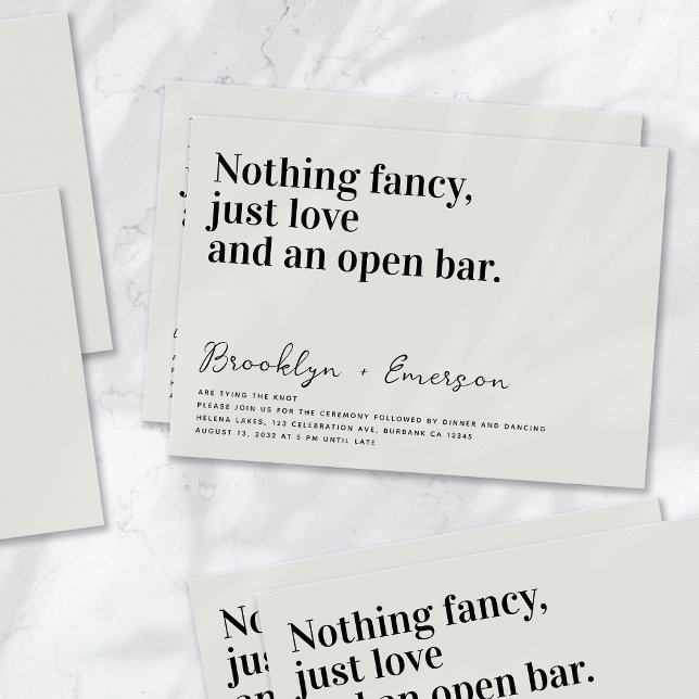 Invitation Drôle Typographie Sage Green Mariage (Créateur téléchargé)
