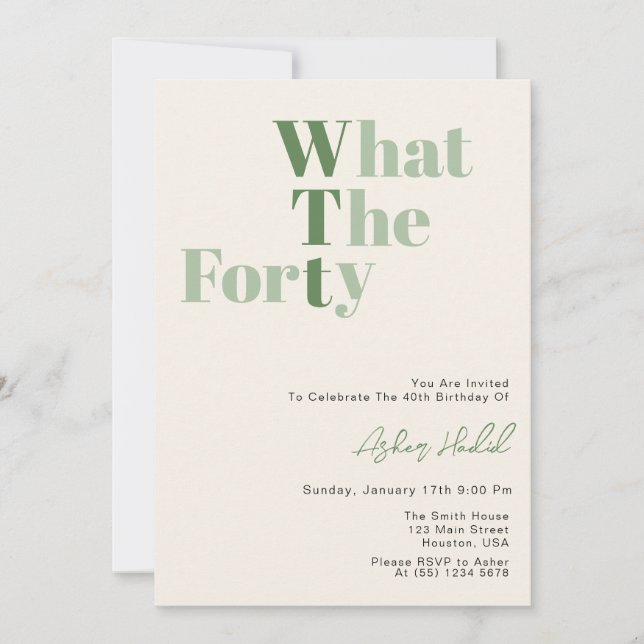 Invitation Drôle WTF Adulte 40e Anniversaire  (Devant)