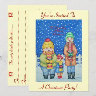Invitation drôles chanteurs de carol scène de neige pour noël