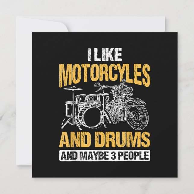 Invitation Drummer Drumming J'Aime Les Motos Et Les Drums (Devant)