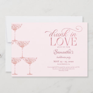Invitation Drunin In Love Champagne Tower Pink Bachelorette