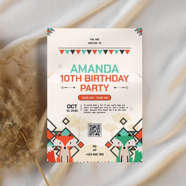 Invitation du 10e anniversaire de la Renard tribal (Créateur téléchargé)