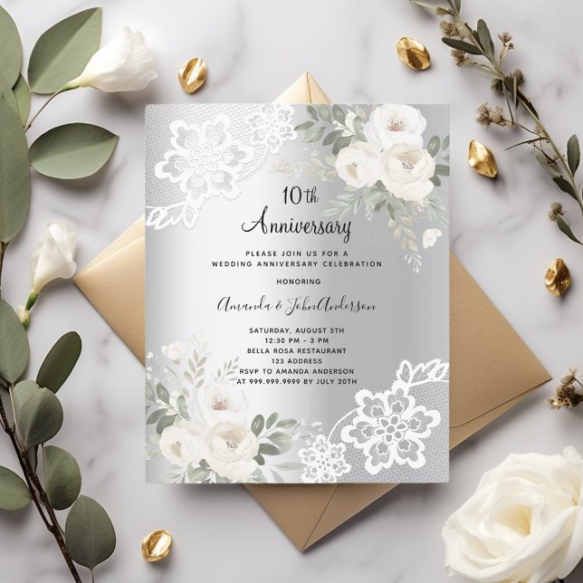 Invitation du 10e anniversaire de mariage des fleu (Créateur téléchargé)