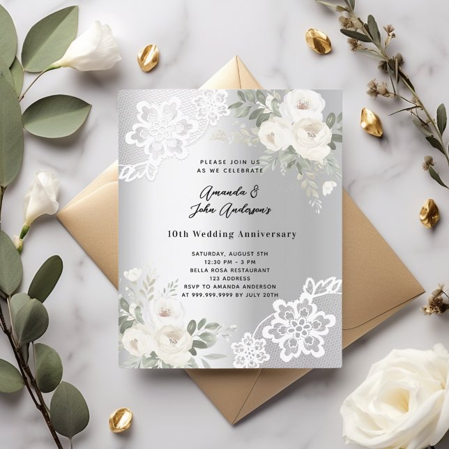 Invitation du 10e anniversaire de mariage des fleu (Créateur téléchargé)