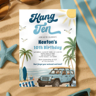 Invitation du 10e anniversaire de surf - Hang Ten