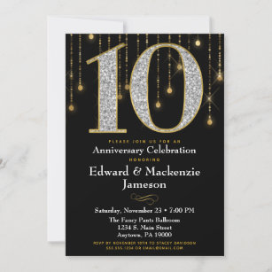 Invitation du 10e anniversaire Diamants noirs d'or