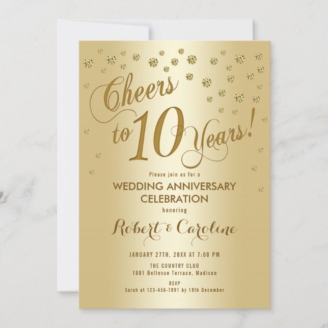 Invitation du 10e anniversaire du Mariage en or (Devant)