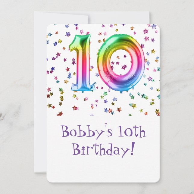 Invitation du 10e anniversaire, taille : 5" x 7",  (Devant)