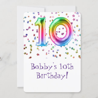 Invitation du 10e anniversaire, taille : 5" x 7",