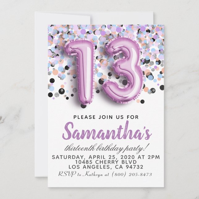 Invitation du 13e anniversaire (Devant)