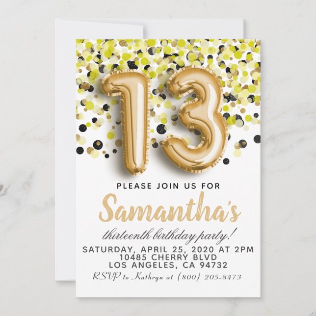 Invitation du 13e anniversaire (Devant)