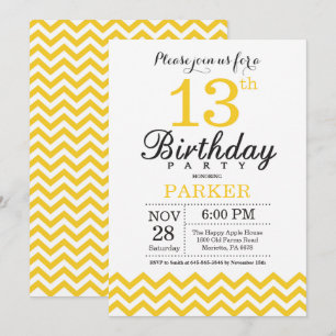 Invitation du 13e anniversaire Chevron jaune