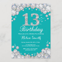 Invitation du 13e anniversaire Diamant Turquoise e
