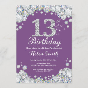 Invitation du 13e anniversaire Diamant violet et a